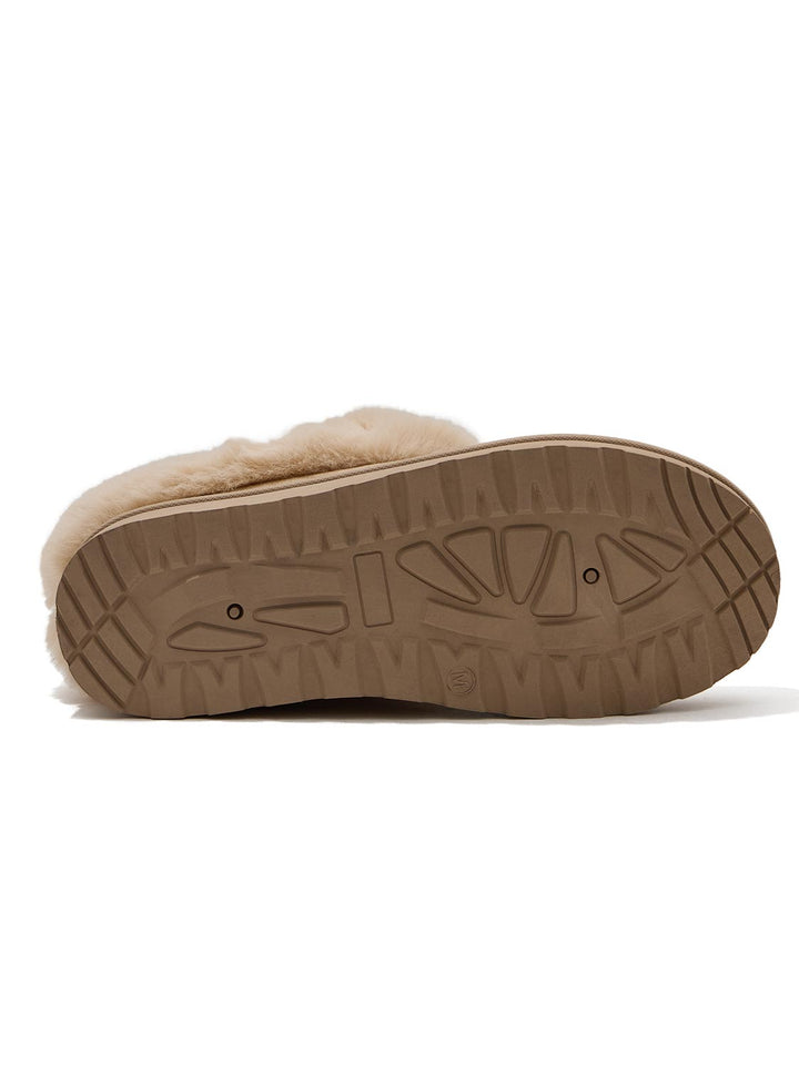 Faux Suede Slippers with Faux Fur Lining