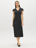 Polka Dot Satin-Like Midi Dress
