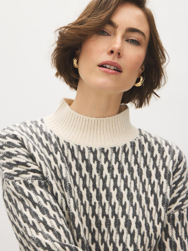 Jacquard Mock Neck Sweater