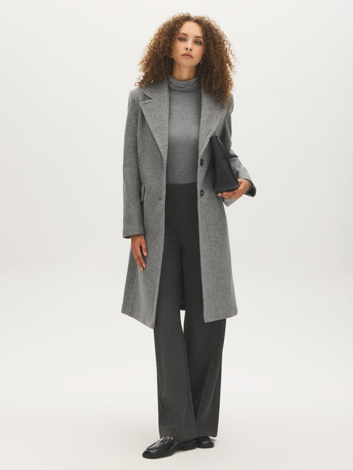 Single-Breasted Faux Wool Coat