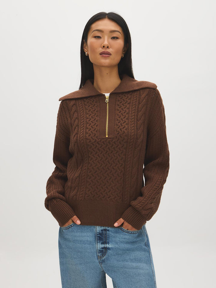 Cable Knit Quarter-Zip Sweater