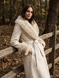 Removable Fur Faux Wool Coat
