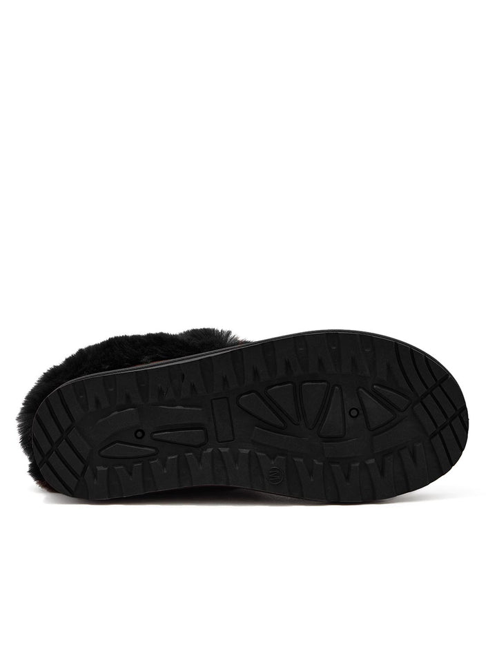 Faux Suede Slippers with Faux Fur Lining