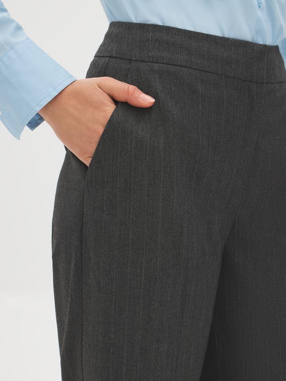 Pinstripe Wide-Leg Pants
