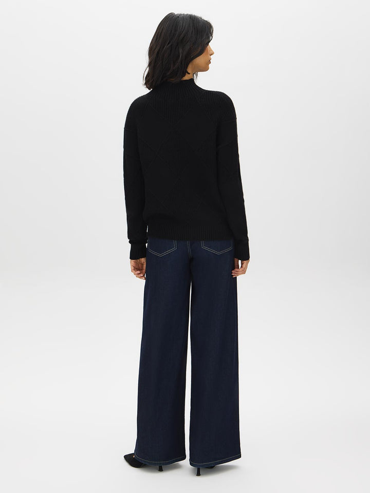 Diamond Pattern Mock Neck Sweater