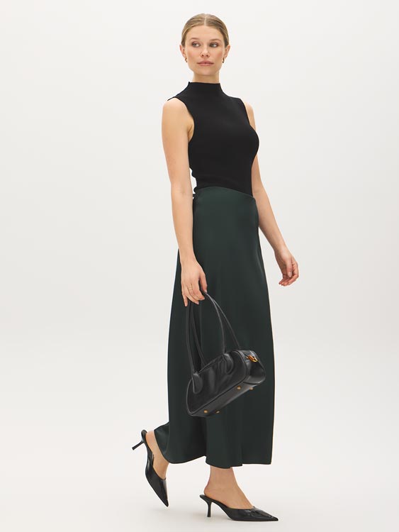 Satin-Like Bias Cut Skirt