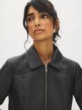 Faux Leather Cropped Jacket