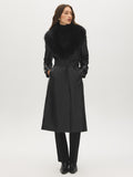 Faux Leather Coat with Faux Fur Collar