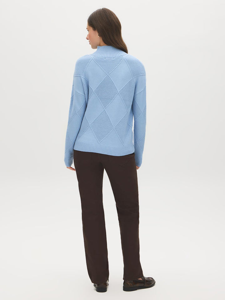 Diamond Pattern Mock Neck Sweater