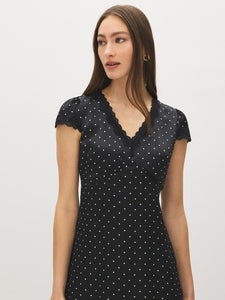 Polka Dot Satin-Like Midi Dress