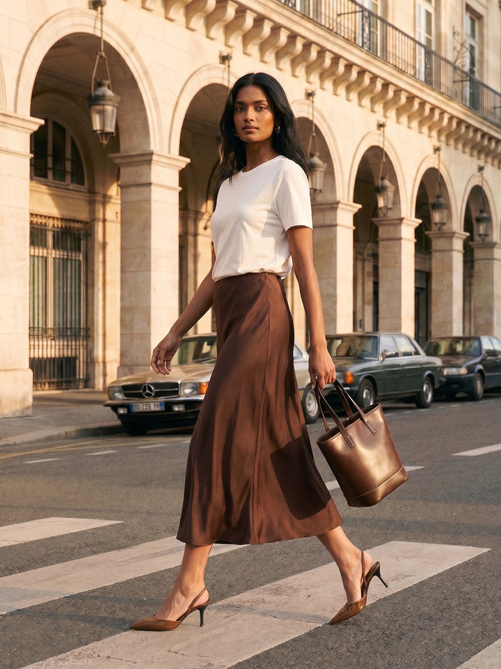 Satin Bias-Cut Skirt