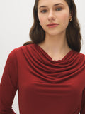 Mesh Long Sleeve Cowl Neck Top