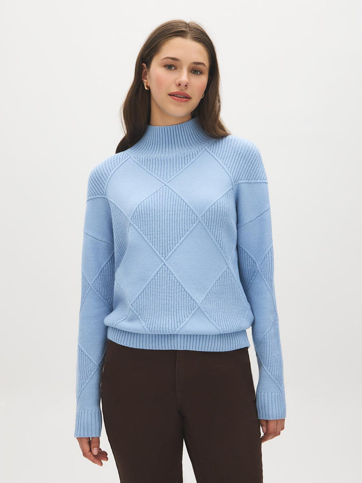 Diamond Pattern Mock Neck Sweater