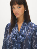 Printed Bow Tie Neck Blouse