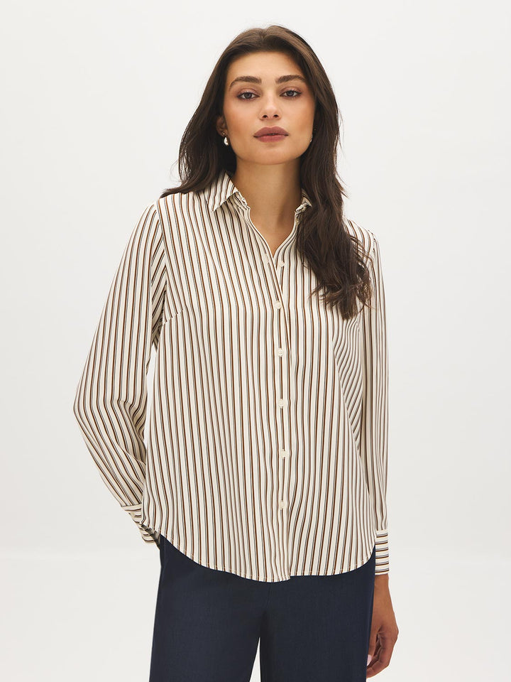 Striped Twill Oversized Blouse
