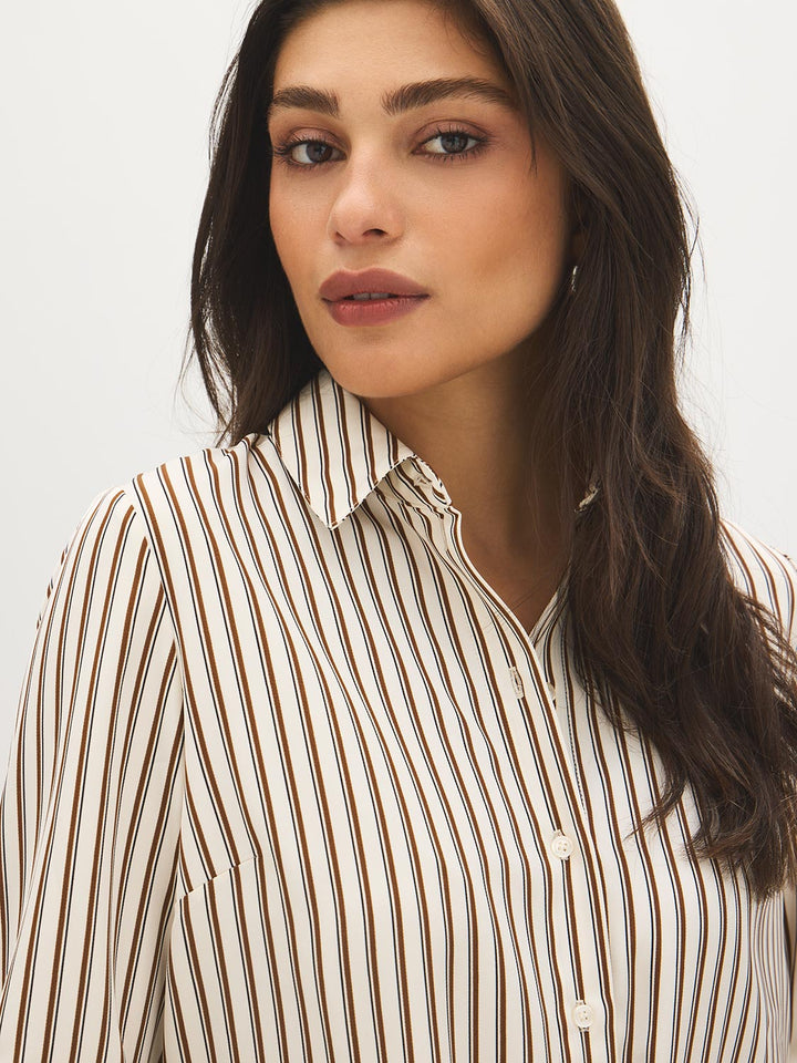 Striped Twill Oversized Blouse