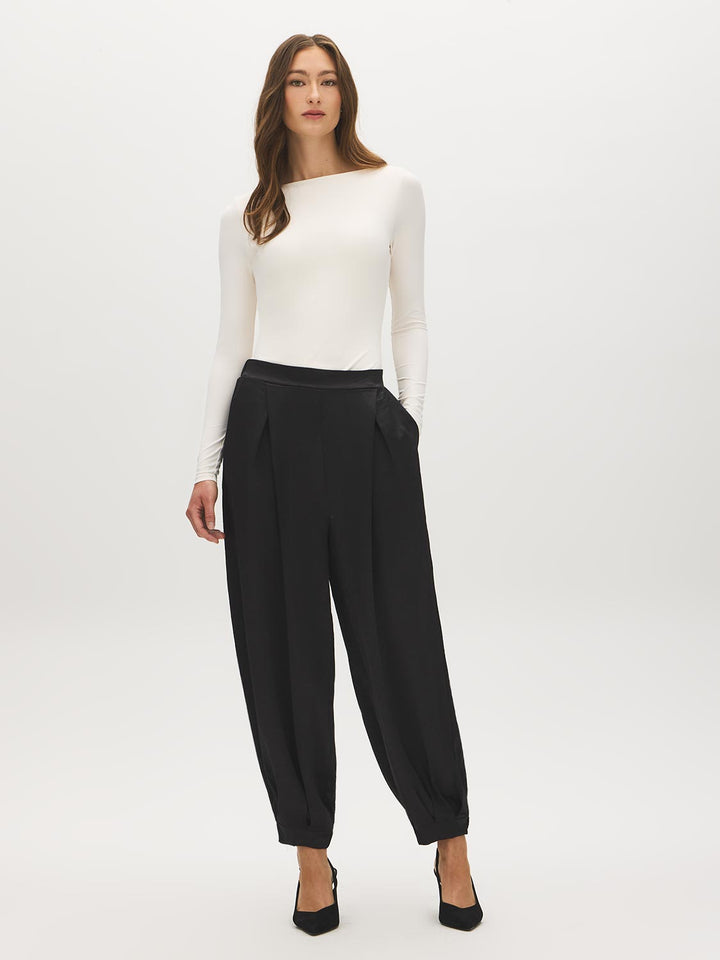 Crinkled Satin-Like Balloon Pants