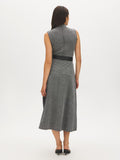 Herringbone Mock Neck Belted Dress