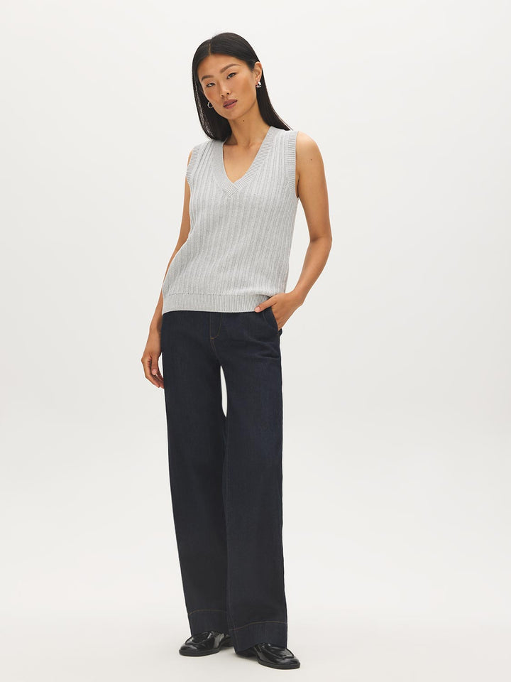 V-Neck Ribbed Sweater Vest