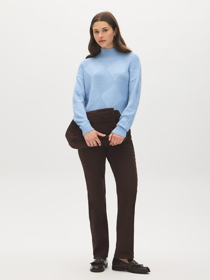 Diamond Pattern Mock Neck Sweater