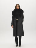 Faux Leather Coat with Faux Fur Collar