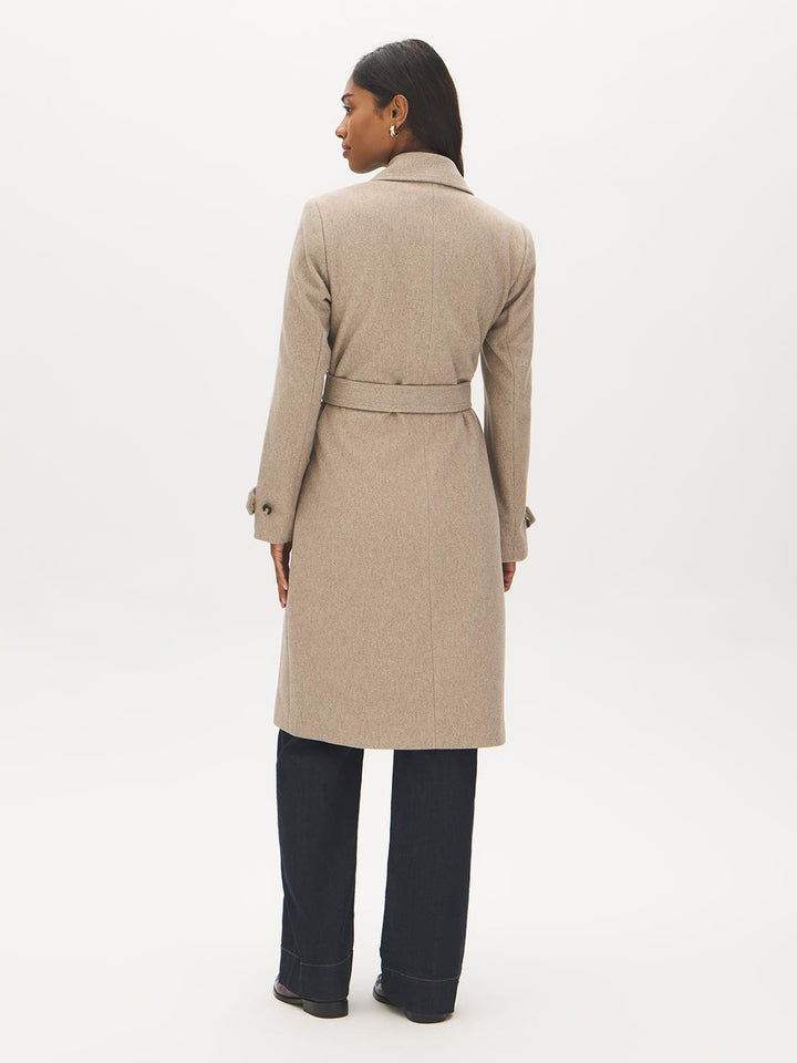 Faux Wool Mid-Length Wrap Coat