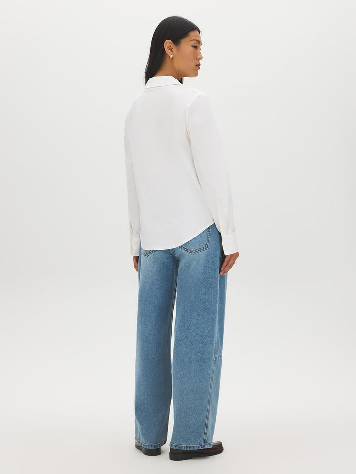 Poplin Button-Front Blouse