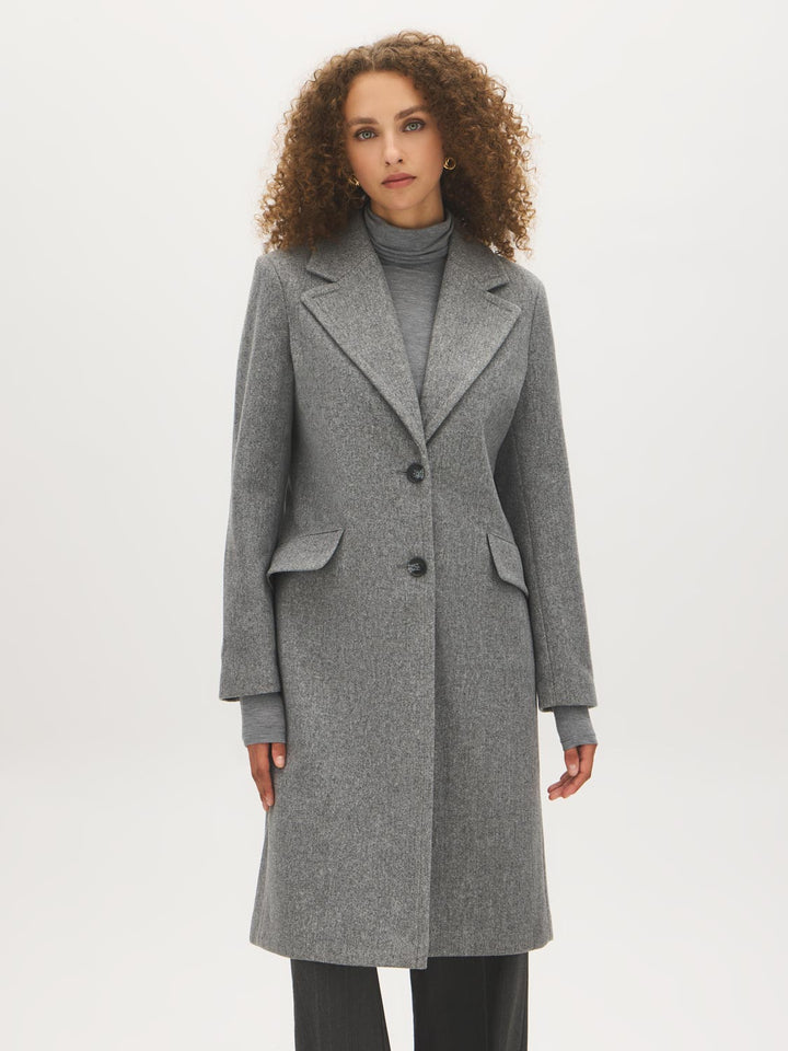 Single-Breasted Faux Wool Coat