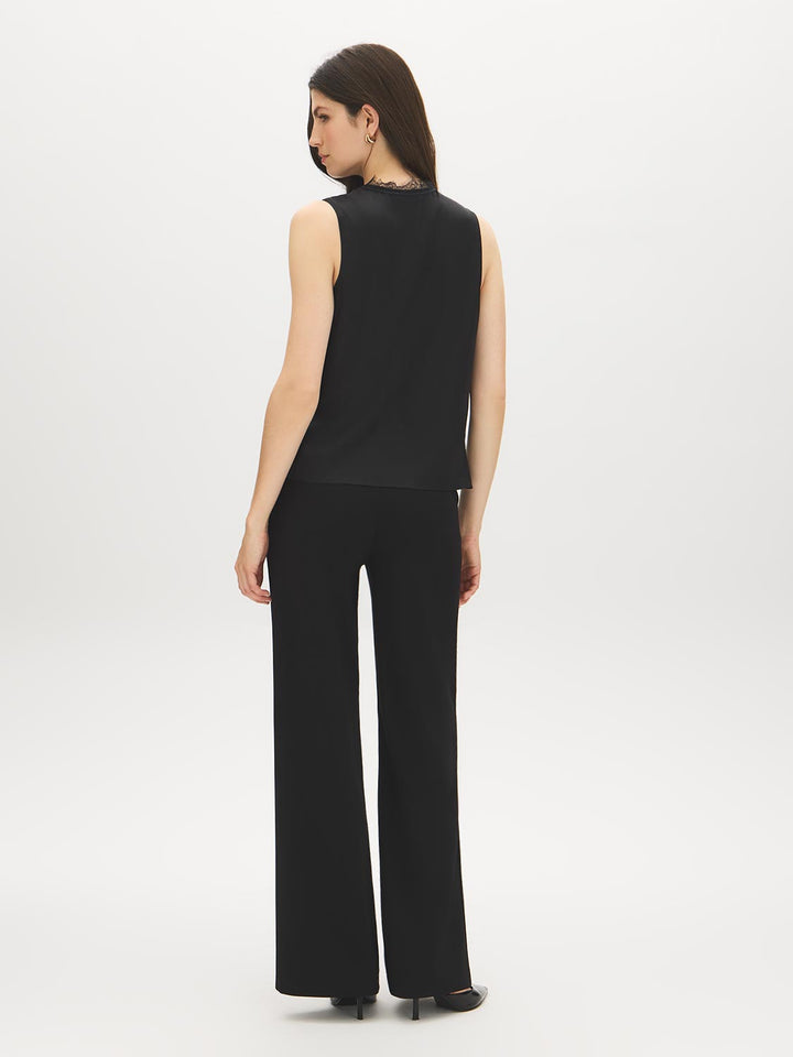 Sleeveless Lace Trim V-Neck Top