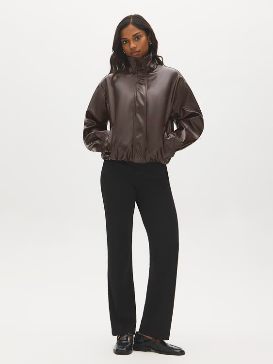 Faux Leather Bomber Jacket