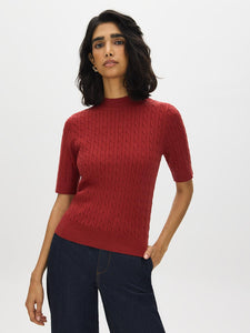 Cable Knit Mock Neck Sweater