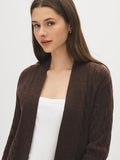 Long Cable Knit Open Cardigan