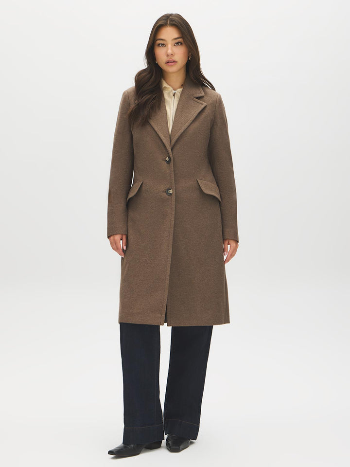 Single-Breasted Faux Wool Coat
