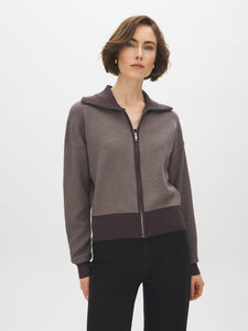 Jacquard Zip-Front Sweater