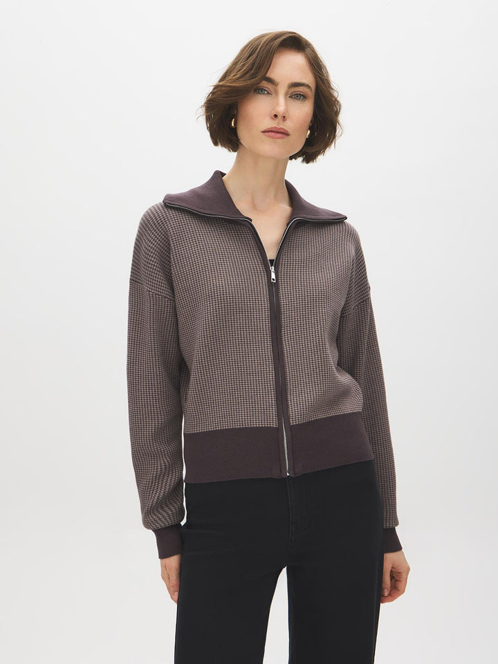 Jacquard Zip-Front Sweater