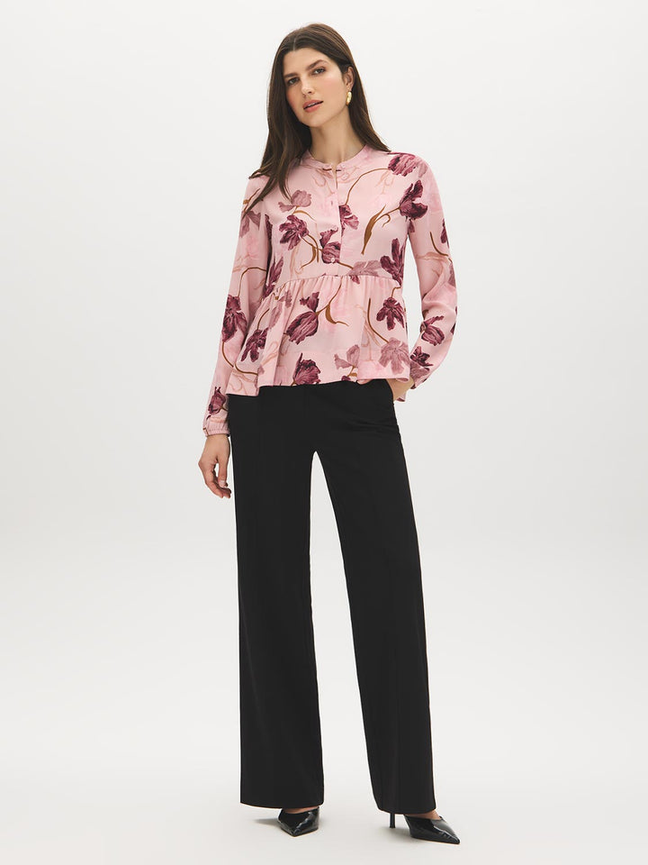 Printed Chiffon Peplum Blouse