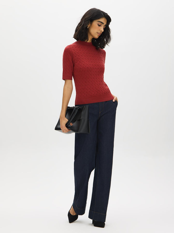 Cable Knit Mock Neck Sweater