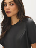 Belted Faux Leather Mini Dress