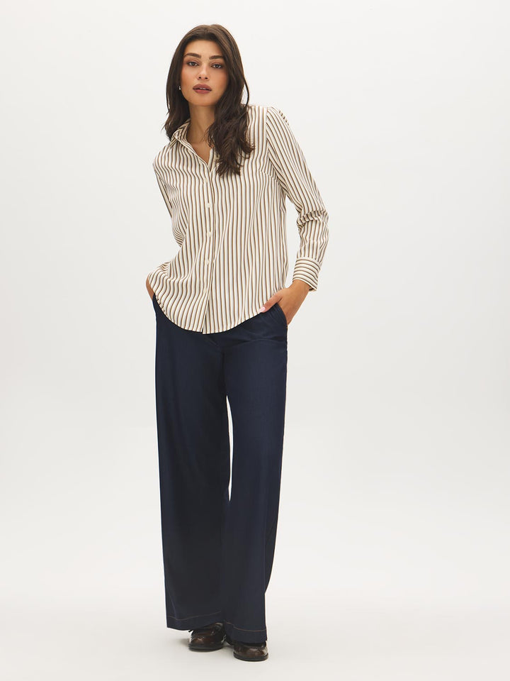 Striped Twill Oversized Blouse