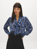 Printed Bow Tie Neck Blouse