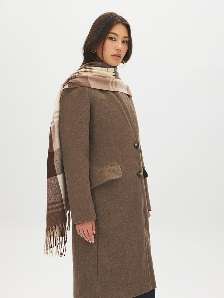 Plaid Scarf with Fringes