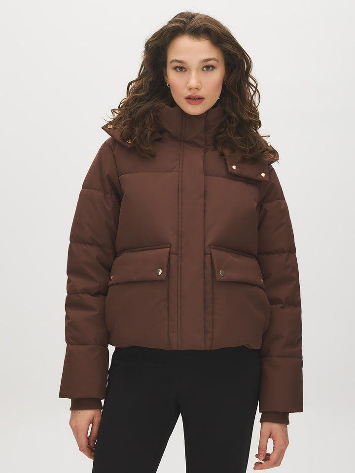 Short Utility Puffer Jacket with Hood