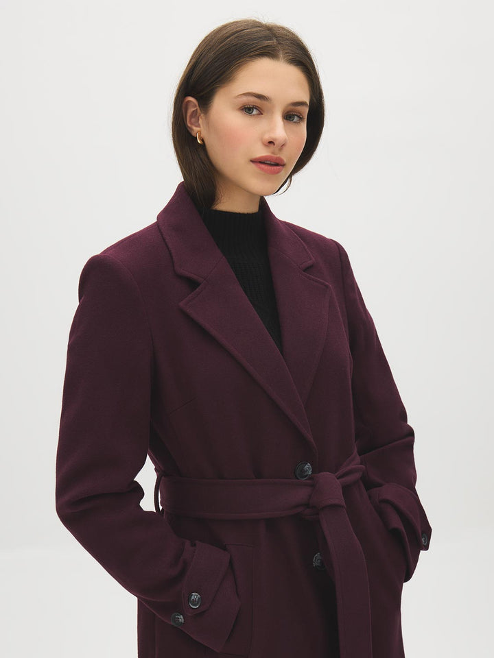 Faux Wool Mid-Length Wrap Coat