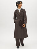 Faux Leather Coat with Faux Fur Collar