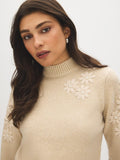 Floral Embroidered Mock Neck Sweater