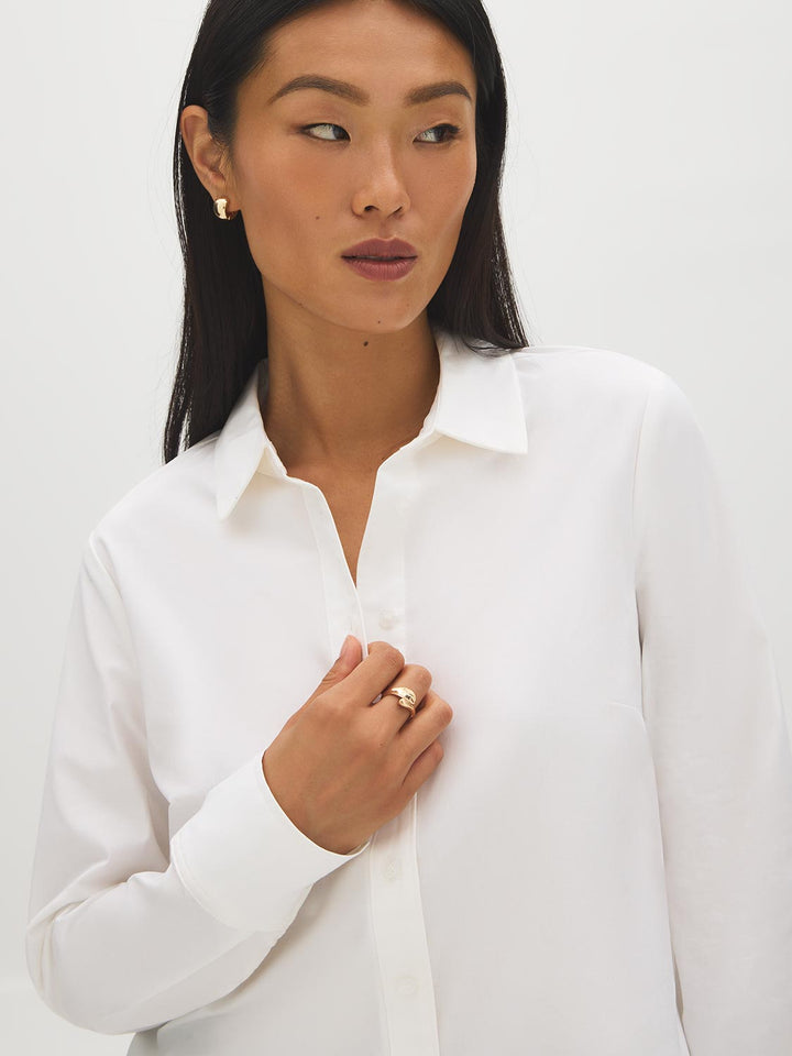 Poplin Button-Front Blouse