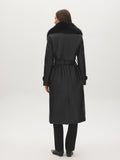 Faux Leather Coat with Faux Fur Collar