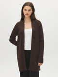 Long Cable Knit Open Cardigan