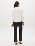 Faux Leather Trim Blouse