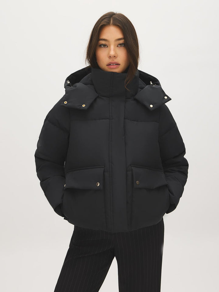 Short Utility Puffer Jacket with Hood
